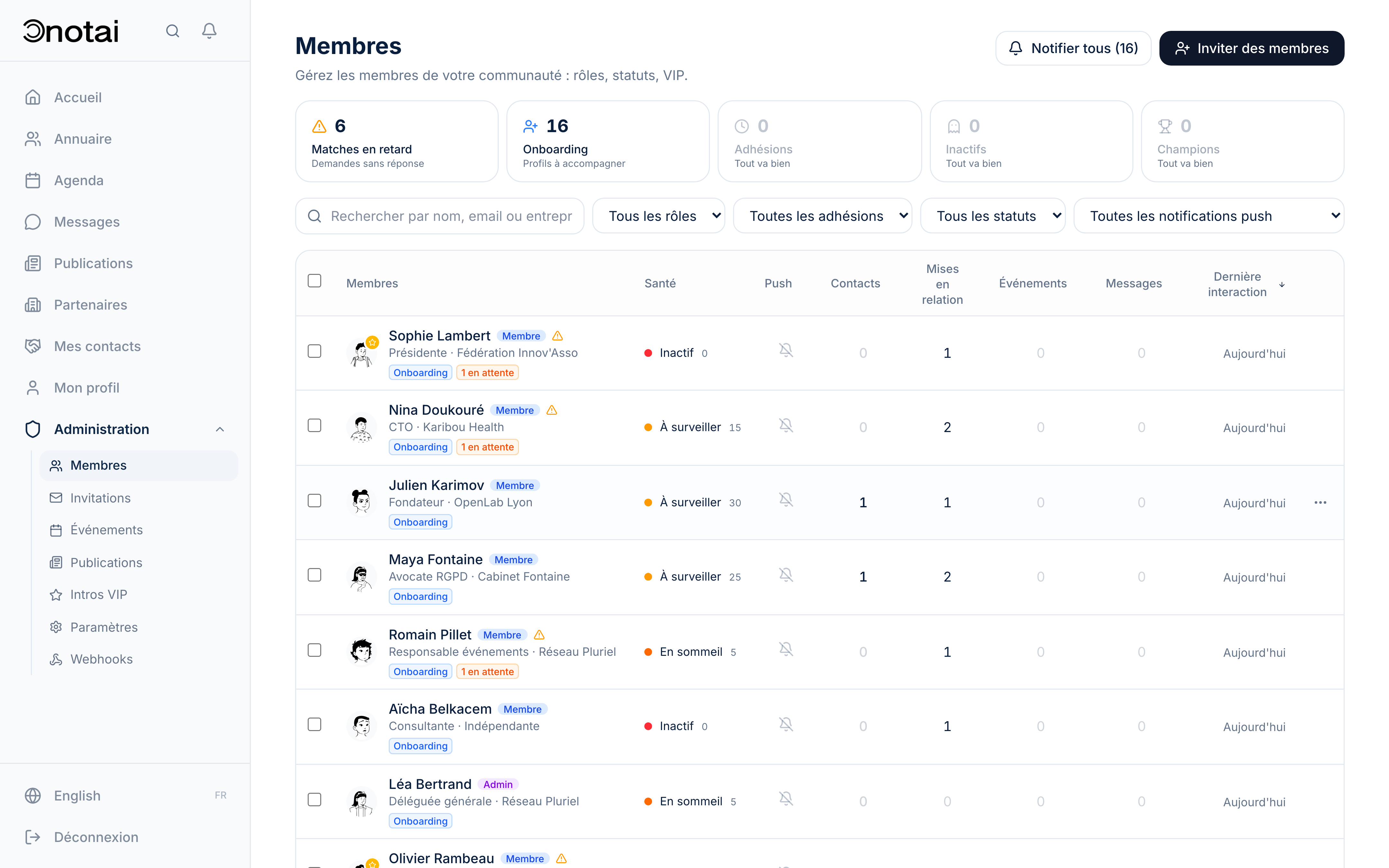 ONOTAI back-office — CRM communautaire